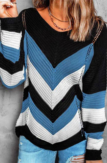 Maya Block Colour Knitted Jumper Sweater Top