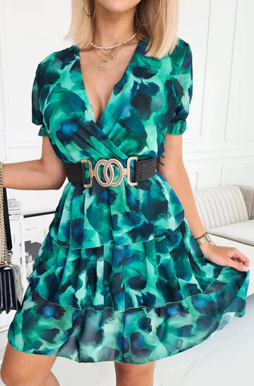 Zara Patterned Tiered Wrap Dress